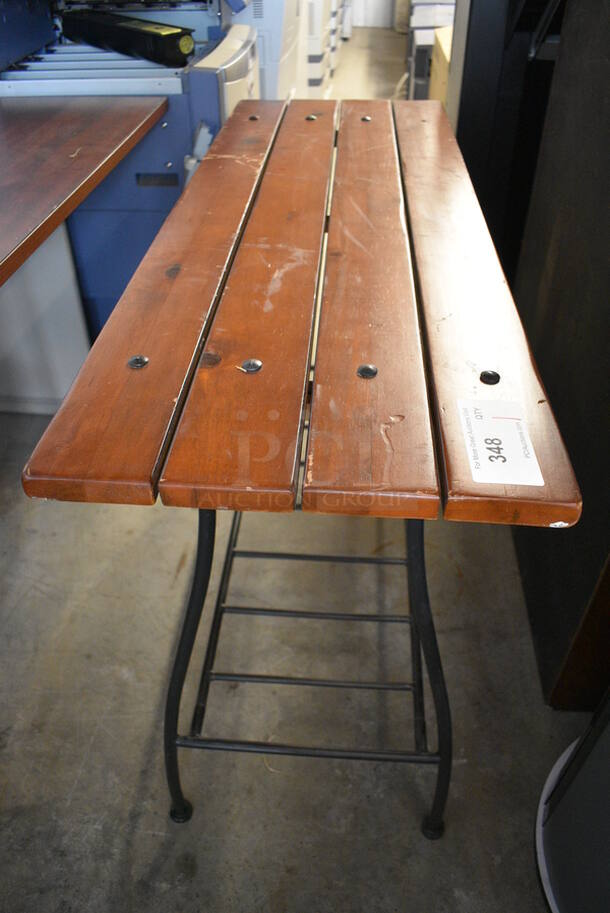 Wood Pattern Table w/ Metal Undershelf. 44x15.5x31