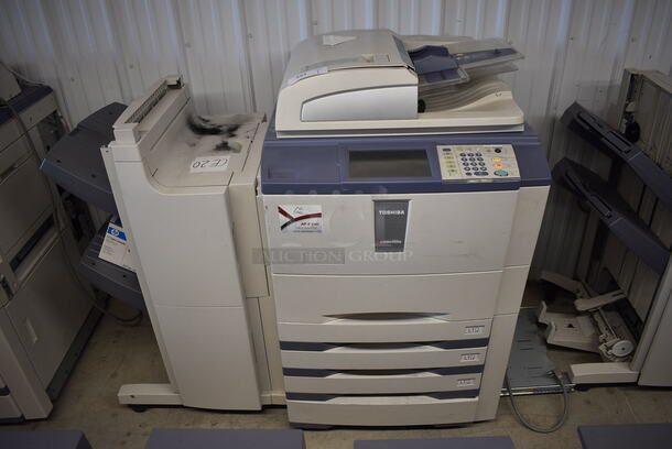 Toshiba Model eStudio 555se Floor Style Copier Printer w/ Attached Finisher. 54x31x50