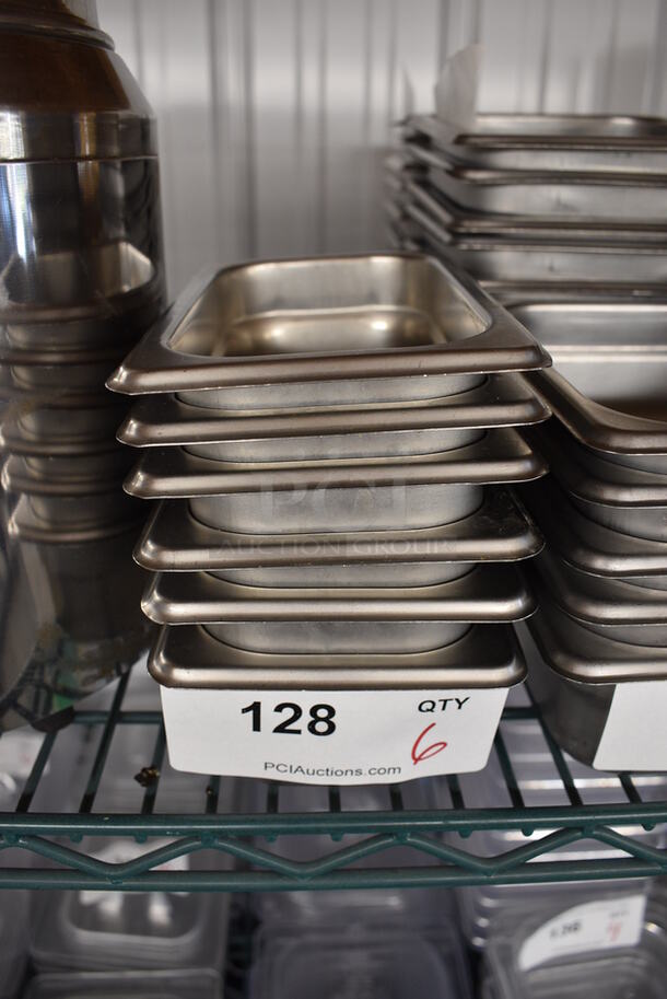 6 Stainless Steel 1/9 Size Drop In Bins. 1/9x2. 6 Times Your Bid!