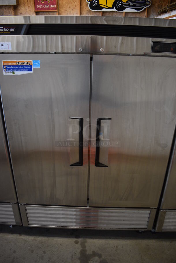 SWEET! 2012 Turbo Air Model TSR-49SD ENERGY STAR Stainless Steel Commercial 2 Door Reach In Cooler w/ Metal Racks on Commercial Casters. 110-120 Volts, 1 Phase. 55x30.5x83.5. Tested and Working!