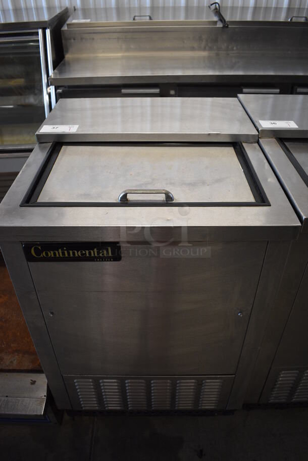 GREAT! Continental Model CGC24-SS Stainless Steel Commercial Bottle Back Bar Cooler w/ Sliding Lid on Commercial Casters. 115 Volts, 1 Phase. 24x28x39. Tested and Working!