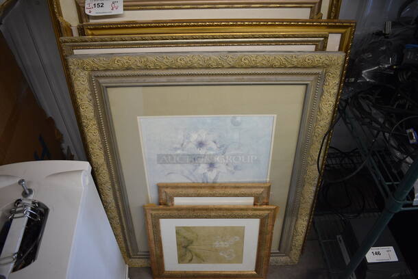 8 Various Framed Pictures. Includes 29x1x35. 8 Times Your Bid!
