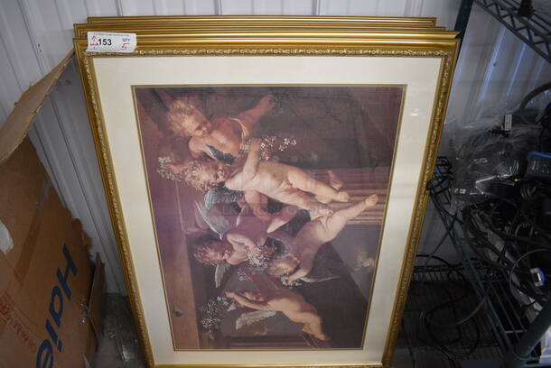 5 Framed Pictures of Various Cherubs. 43x1x33. 5 Times Your Bid!