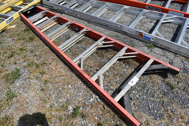 Werner 8' Orange and Chrome Finish Plexiglass Ladder.