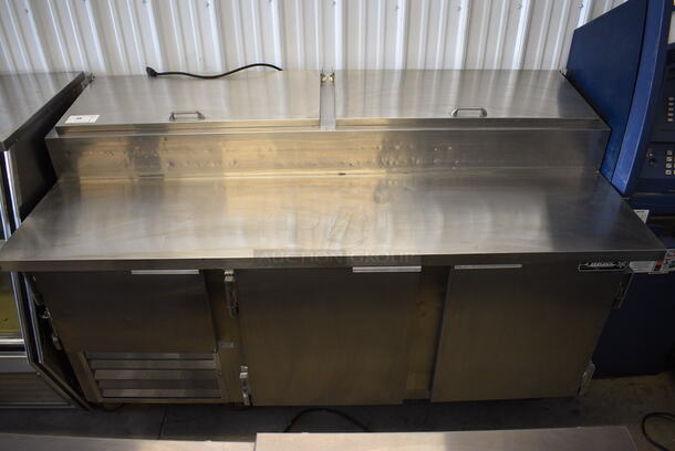 WOW! 2010 Leader Model NPT72 Stainless Steel Commercial Pizza Prep Table on Commercial Casters. 115 Volts, 1 Phase. 72x36x46. Tested and Does Not Power On