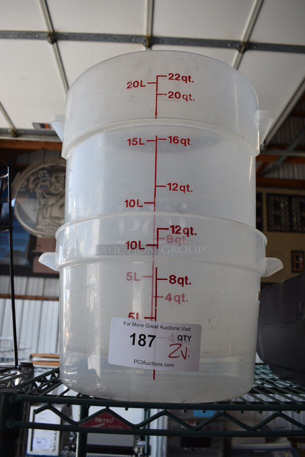 2 Poly Containers; 12 Quart and 22 Quart. 11x10x16, 11x10x8. 2 Times Your Bid!