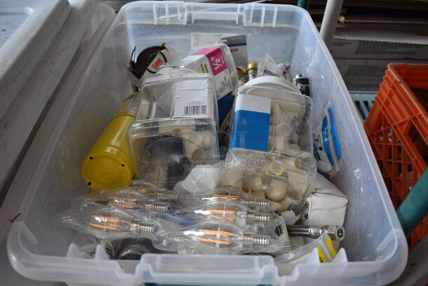 ALL ONE MONEY! Lot of Various Items Including Lightbulbs in Poly Bin!