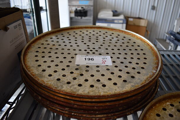 8 Metal Perforated Round Pizza Pans. 16x16x1. 8 Times Your Bid!