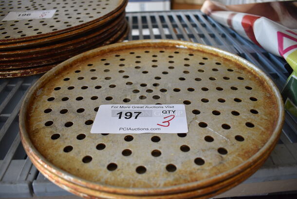 3 Metal Perforated Round Pizza Pans. 12x12x1. 3 Times Your Bid!