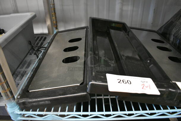 2 Black Poly Drip Trays w/ 1 Metal Grate To Electro Freeze Ice Cream Machine. 21x8x2. 2 Times Your Bid!