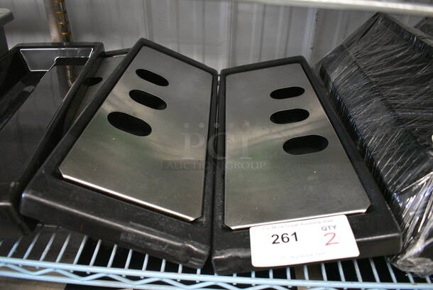 2 Black Poly Drip Trays w/ 2 Metal Grates To Electro Freeze Ice Cream Machine. 21x8x2. 2 Times Your Bid!