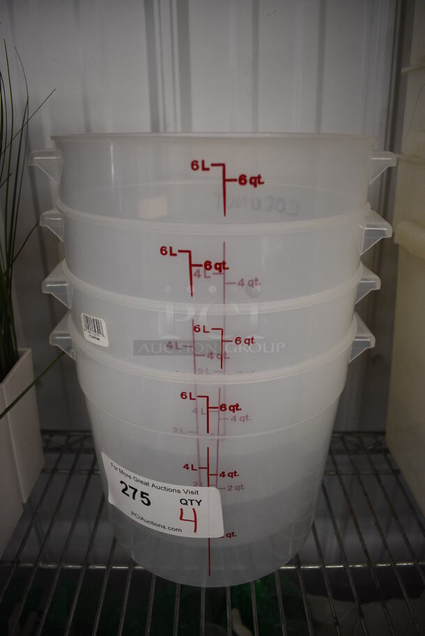 4 Poly Clear 6 Quart Containers. 10x8.5x8. 4 Times Your Bid!