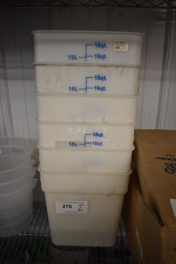 6 Poly Clear 18 Quart Containers. 11x11x12. 6 Times Your Bid!