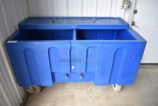 Blue Poly Portable Bin on Casters. 61x31x40
