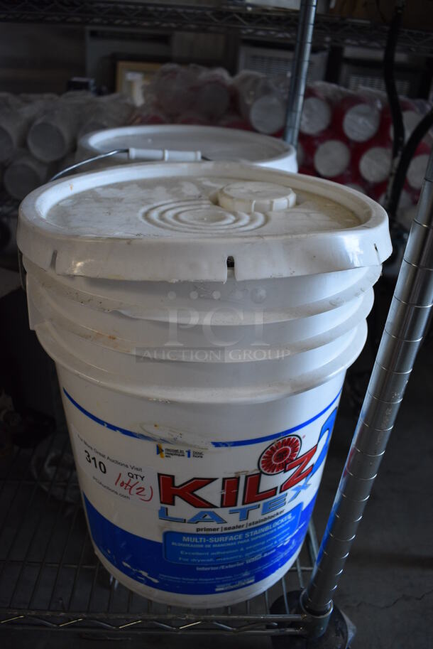 ALL ONE MONEY! Lot of 2 Buckets; Kilz 2 Latex Primer Sealer and Behr Interior Ceiling Flat! 