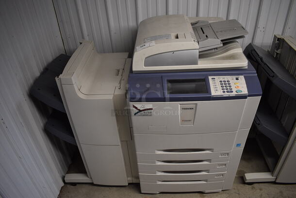 Toshiba eStudio 557 Floor Style Copier Printer Machine w/ Attached Finisher. 54x31x50