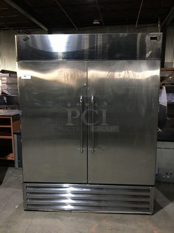 Fogel Commercial 2 Door Reach In Refrigerator! With Poly Coated Racks! All Stainless Steel! Model CR49ASAUS Serial 110613073! 115V 1Phase!