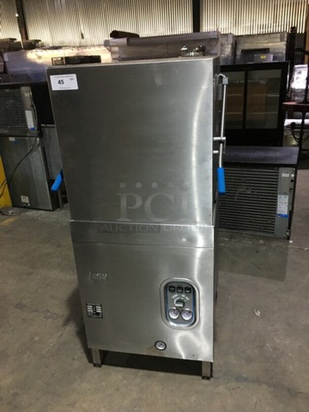 LIKE NEW! Moyer Diebel Pass Through Dishwasher! Model MH65M2 Serial W8644! 208/230V 1Phase! All S.S.! On Legs!