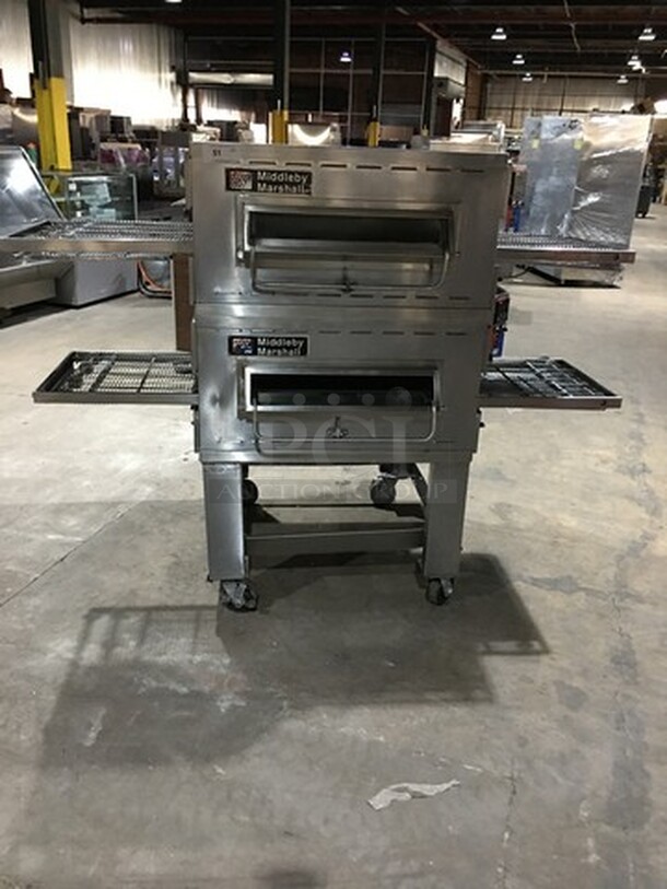 NICE! Middleby Marshall Commercial Electric Powered Double Deck Conveyor Pizza Oven! All Stainless Steel! Model PS536 Serial 129411002! 208V 3Phase! On Casters! 2 X Your Bid! Makes One Unit!