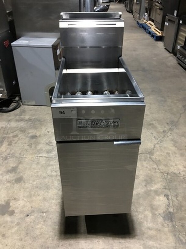 NICE! American Range Natural Gas Powered Deep Fat Fryer! With Backsplash! All Stainless Steel! On Legs!