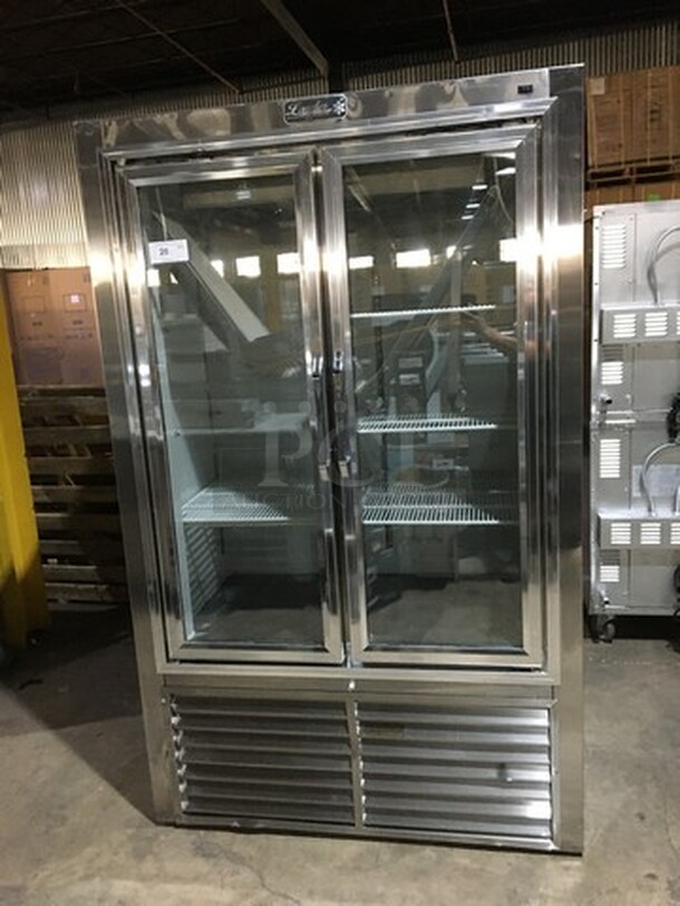 2014 Leader Commercial 2 Door Reach In Freezer Merchandiser! With Poly Coated Racks! Model PF48SC Serial PX09C0236! 115V 1Phase!