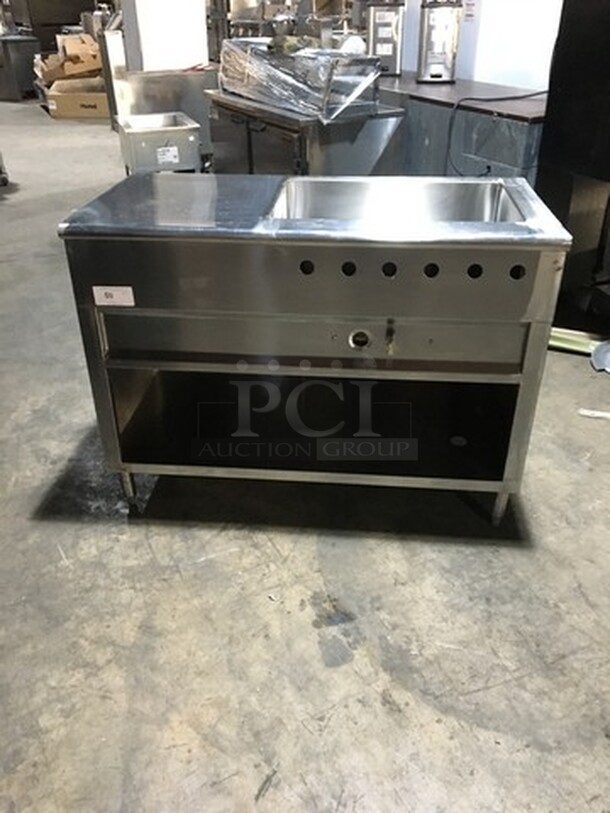 All Stainless Steel Natural Gas Powered Steam Table! With Underneath Storage! On Legs!
