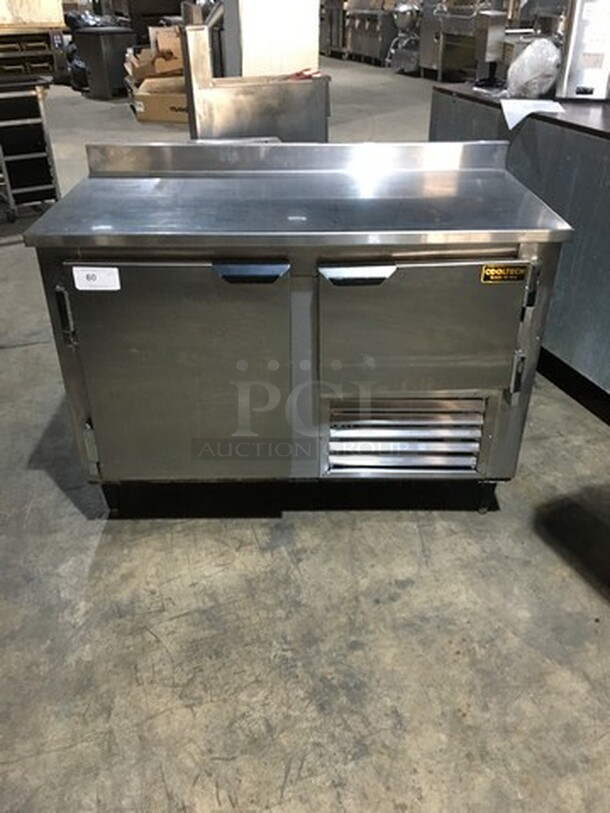 Cool Tech Commercial 2 Door Refrigerated Lowboy/Worktop! With Backsplash! All Stainless Steel! Model 48LB Serial 2088! 120V! On Legs!