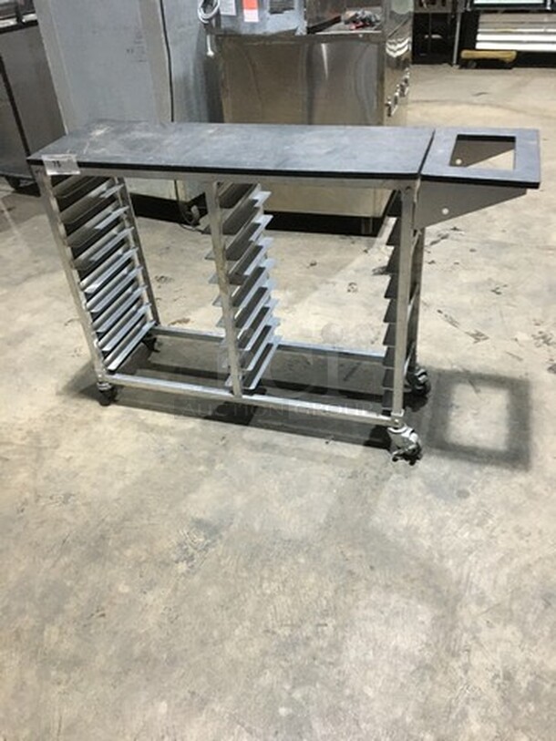 Work/Prep Table! With Dual Pan Holding Rack Underneath! On Casters!