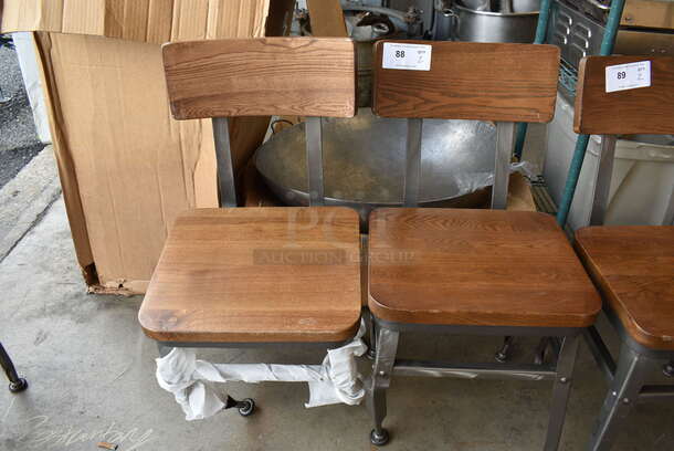 2 BRAND NEW SCRATCH AND DENT! Wooden Dining Chairs on Metal Legs. 15x15x31. 2 Times Your Bid!