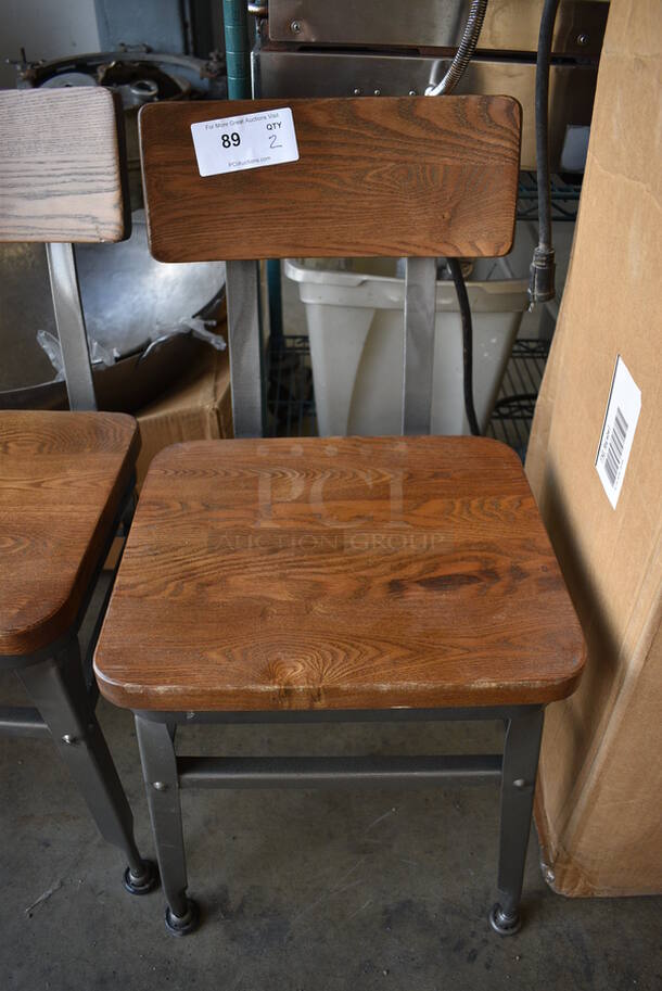 2 BRAND NEW SCRATCH AND DENT! Wooden Dining Chairs on Metal Legs. 15x15x31. 2 Times Your Bid!