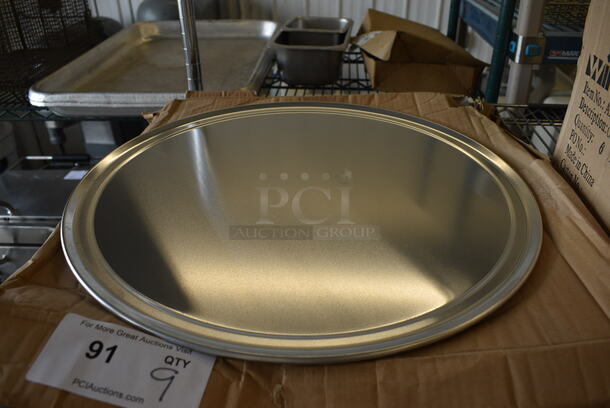 9 BRAND NEW IN BOX! Update PT-WR18 Metal Round Pizza Trays. 18x18. 9 Times Your Bid!