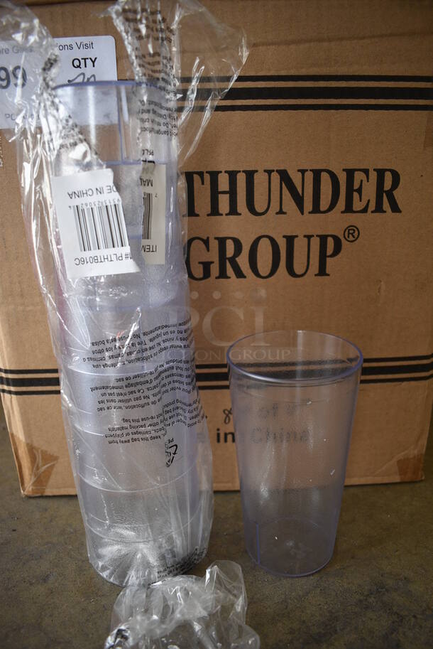72 BRAND NEW IN BOX! Thunder Group 16 oz Poly Clear Beverage Tumblers. 3x3x5.5. 72 Times Your Bid!