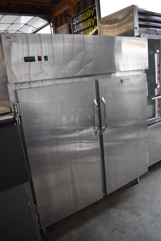 WOW! CustomCool Stainless Steel Commercial 2 Door Reach In Freezer. 56x31x66. Tested and Working!