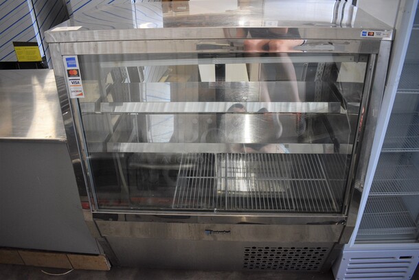 WOW! CustomCool Model DEL4SC Stainless Steel Commercial Floor Style Deli Display Case Merchandiser. 115 Volts, 1 Phase. 48x28x54. Cannot Test - Unit Was Previously Hardwired