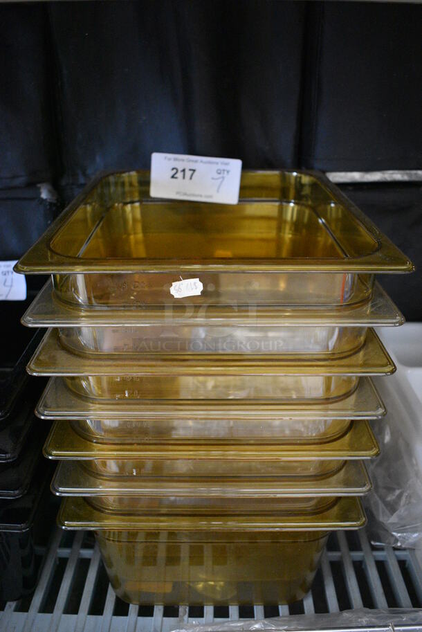 7 BRAND NEW! Rubbermaid Amber Colored Poly 1/2 Size Drop In Bins. 1/2x6. 7 Times Your Bid!