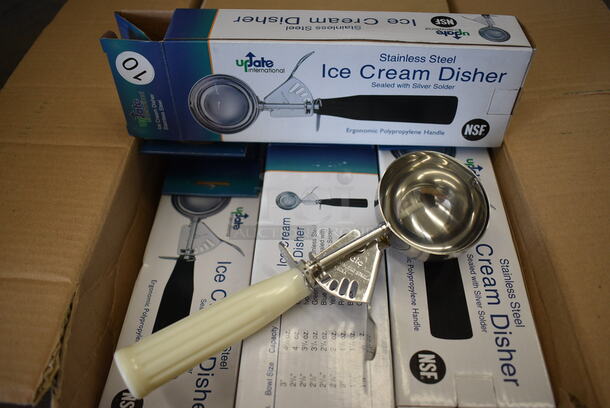 12 BRAND NEW IN BOX! Update Stainless Steel Ice Cream Scoopers. 9