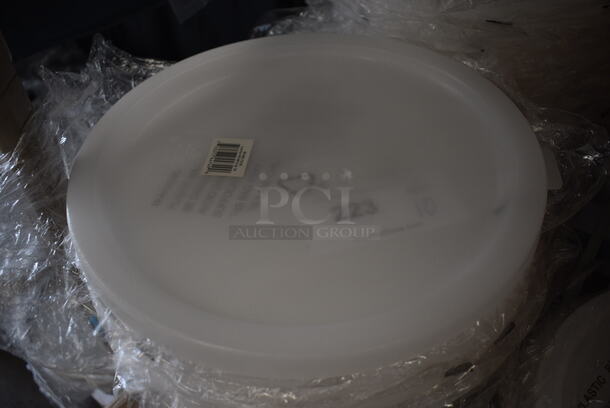 15 BRAND NEW! White Poly Round Lids. 12.5x12.5. 15 Times Your Bid!