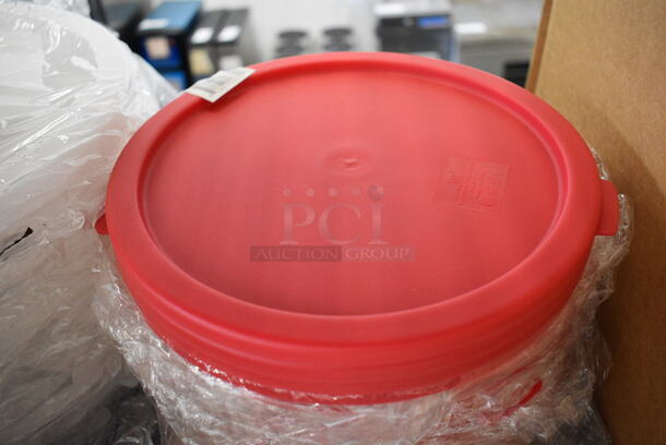 21 BRAND NEW! Red Poly Round Lids. 9x9. 21 Times Your Bid!