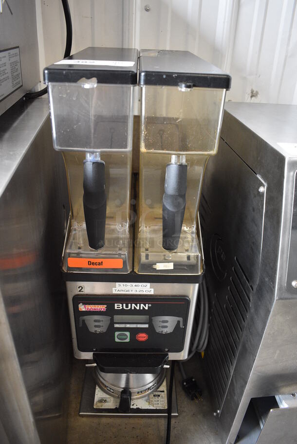 GREAT! 2014 Bunn Model MHG Stainless Steel Commercial Countertop 2 Hopper Coffee Bean Grinder. 120 Volts, 1 Phase. 9x17x29. Tested and Working!