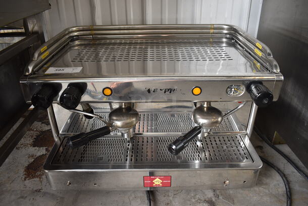 FANTASTIC! Espresso Coffee Machines Model CP Stainless Steel Commercial Countertop 2 Group Espresso Machine w/ 2 Steam Wands and 2 Portafilters. 115/220 Volts. 28x21x18