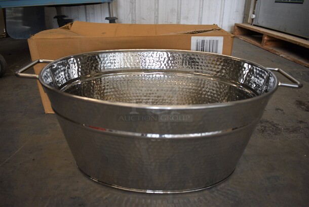 BRAND NEW IN BOX! American Metal Craft Stainless Steel Oval Bucket w/ Handles. 22.5x14x9
