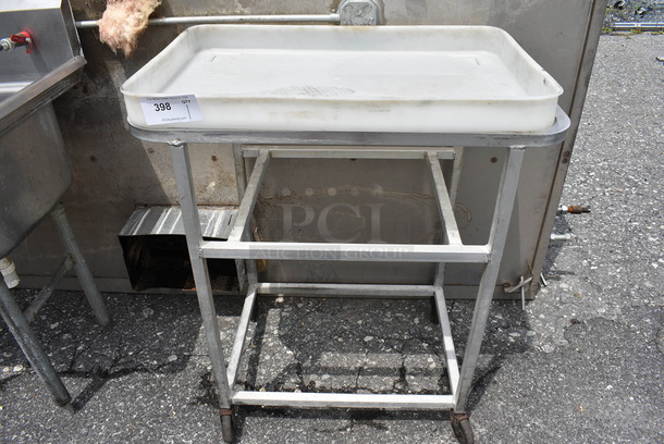 Metal Cart w/ White Poly Bin on Commercial Casters. 32x19x37