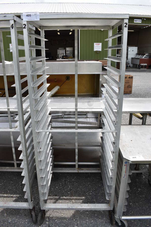 Metal Commercial Pan Transport Rack on Commercial Casters. 25.5x23.5x67