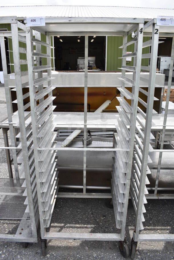 Metal Commercial Pan Transport Rack on Commercial Casters. 25.5x23.5x67