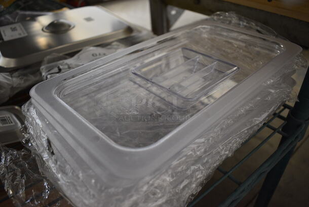 8 BRAND NEW! Clear Poly 1/3 Size Drop In Bin Lids. 8 Times Your Bid!
