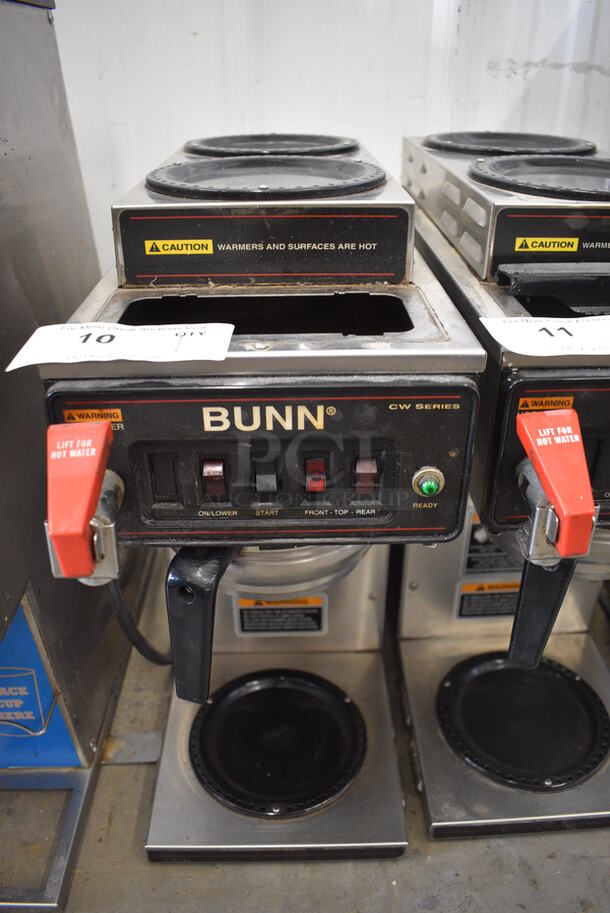 NICE! Bunn CW Series Stainless Steel Commercial Countertop 3 Burner Coffee Machine w/ Hot Water Dispenser and Metal Brew Basket. 8x20x19
