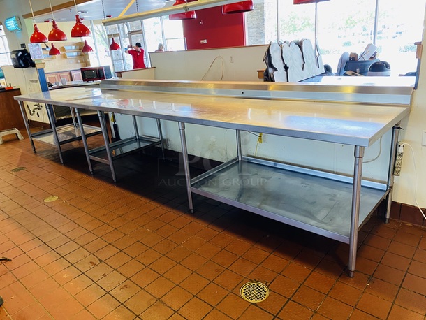EXTRA LARGE! 17ft. Stainless Steel Table with (3) Under-Shelves. 17'x36
