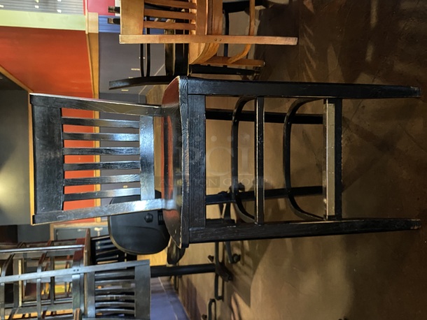 VERY NICE! Wooden Bar Height Chair In A Dark Finish With Footrest. 

2XBID

These are located on site in Modesto, CA. Pick-up is scheduled for the weekend of 28-AUG-2020. Shipping is Available. Winning Bidder Must Contact PCI Auctions Southwest by 26-AUG-2020 to Confirm Shipping or Pick-Up Arrangements - Image 3 of 3
