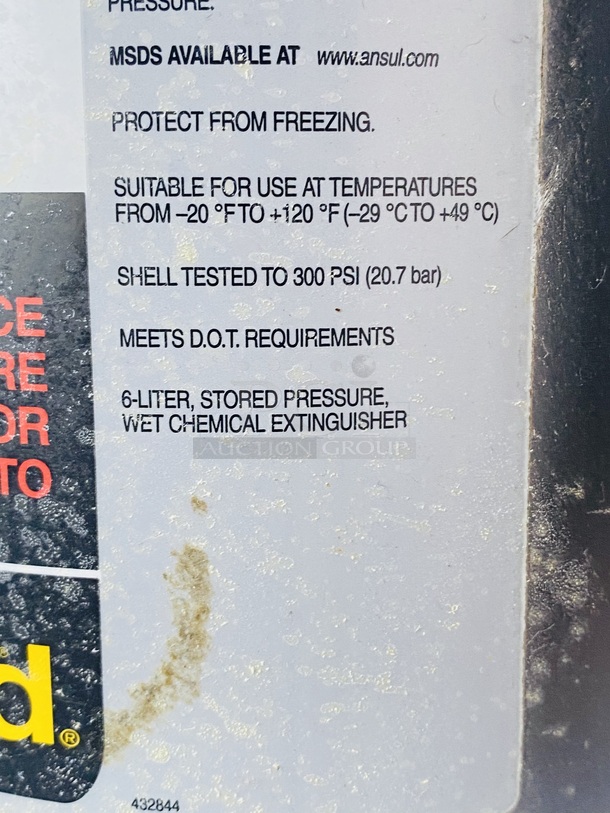 STEAL THIS! Ansulex, Ansul Guard Type-K 6liter Wet Chemical Extinguisher.  - Image 2 of 2