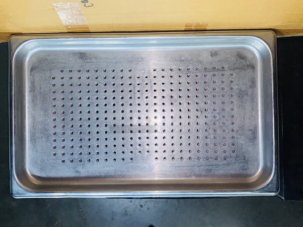 BEAUTIFUL!! Full Size 1 1/4" Deep Anti-Jam Perforated Stainless Steel Steam Table / Hotel Pans

5x Your Bid - Image 3 of 4